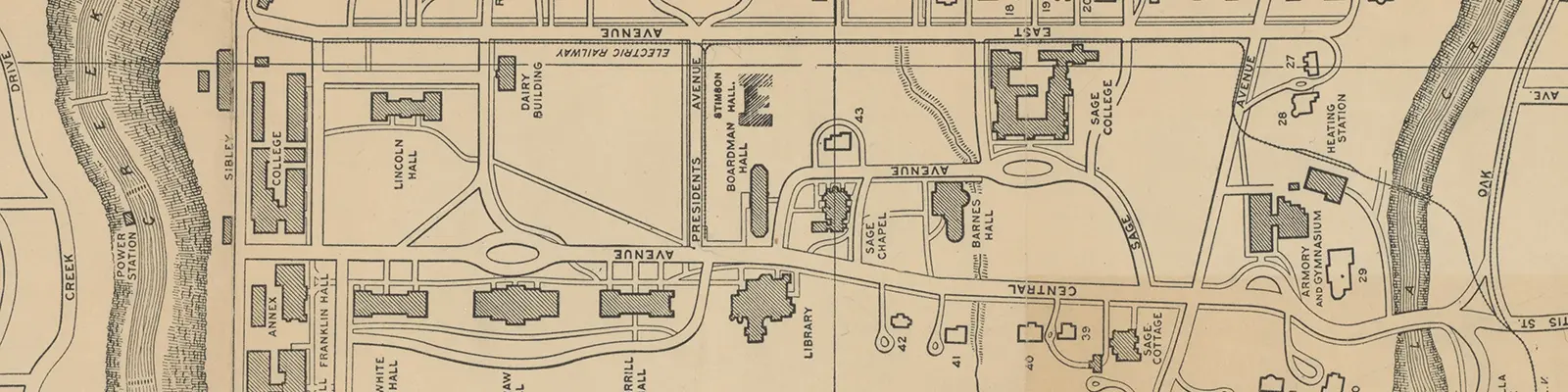 Cornell University Campus map, circa 1900